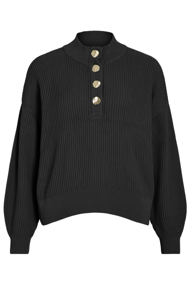 VICHING CREW NECK L/S KNIT TOP - NO 14106387 BLACK BEAUTY